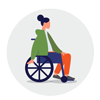 women in wheelchair icon representing handicapped accessible store